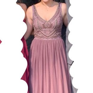 Purple Floor Length Prom Gown